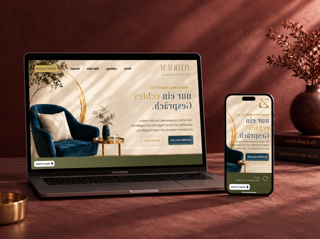 Mockup der ZEITRAUM Website auf Laptop und Smartphone